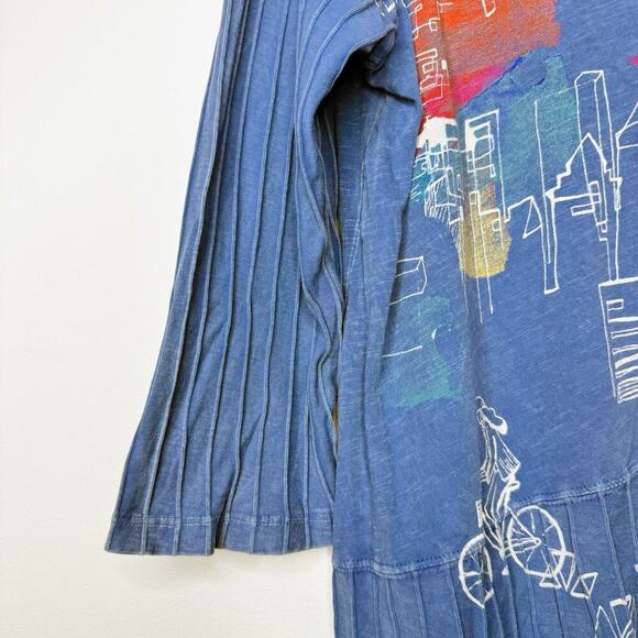 Jess & Jane Mineral Wash City Abstract Tunic Top Blue Lagenlook Artsy Medium - Picture 5 of 9